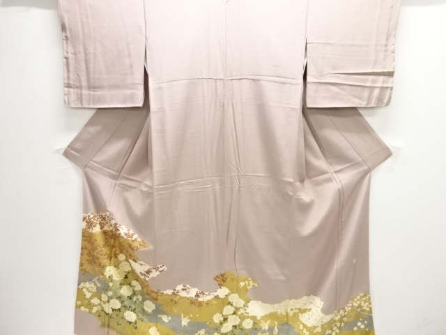 JAPANESE KIMONO / IRO-TOMESODE / EMBROIDERY / PEONY / FLORAL PLANTS